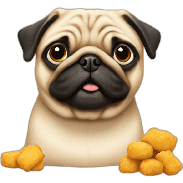 Pug eating nuggets emoji