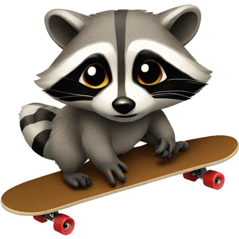 Realistic Raccoon on a skateboard emoji