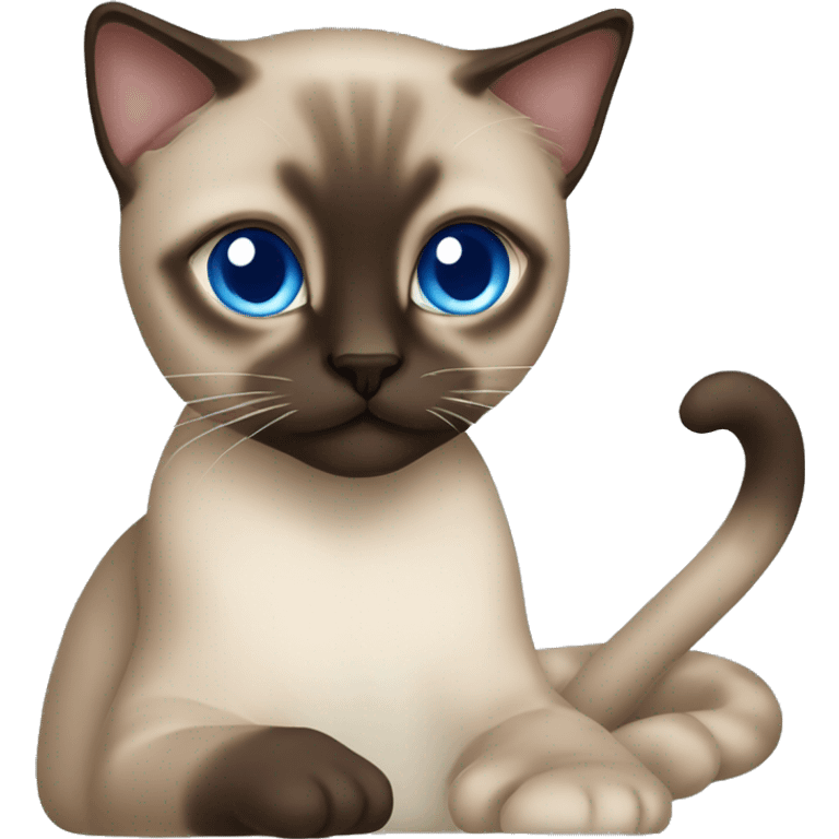 Siamese cat with blue eyes cuddling brown hair women  emoji