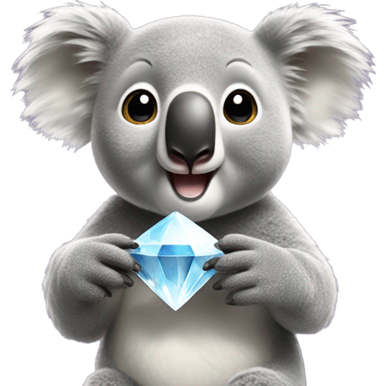 A surprised koala holds a diamond in her hands emoji