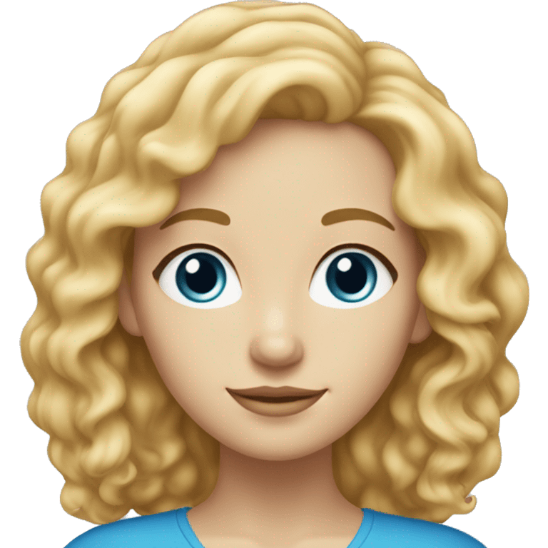 White strawberry blonde female with wavy hair and blue eyes  emoji