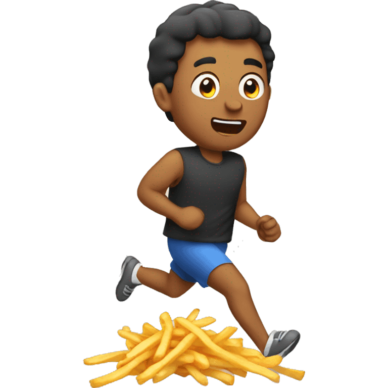 men eating french fries while running emoji