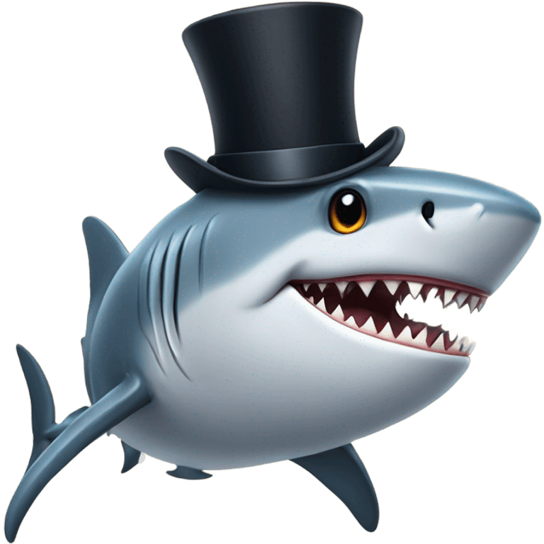 Shark with a top hat emoji