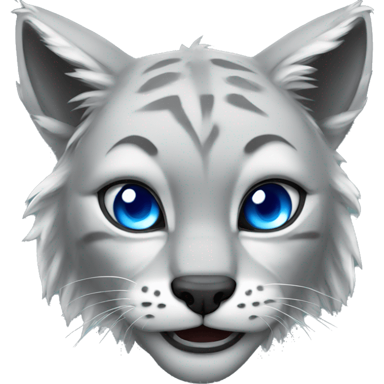 Grey lynx male blue eyes growling emoji