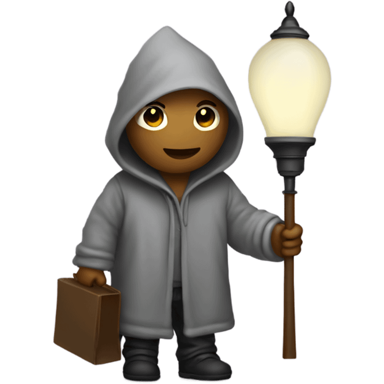 Hooded person carrying lamp emoji