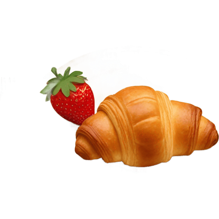 there is a croissant with strawberries in a beige plate emoji