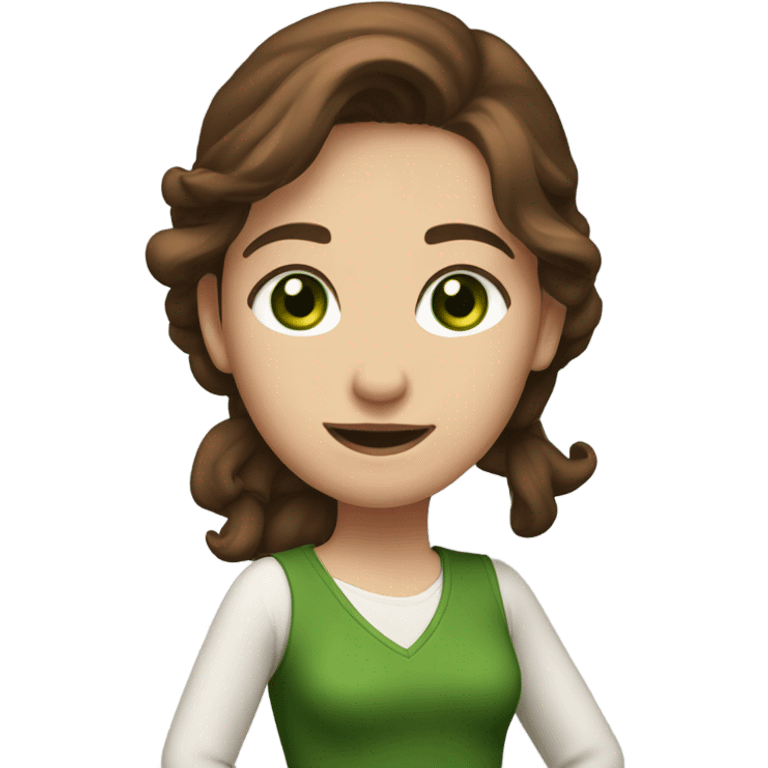 Girl brown hair green eyes tall dancing emoji