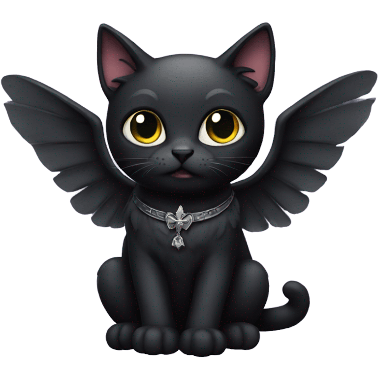 Gothic cat with wings emoji