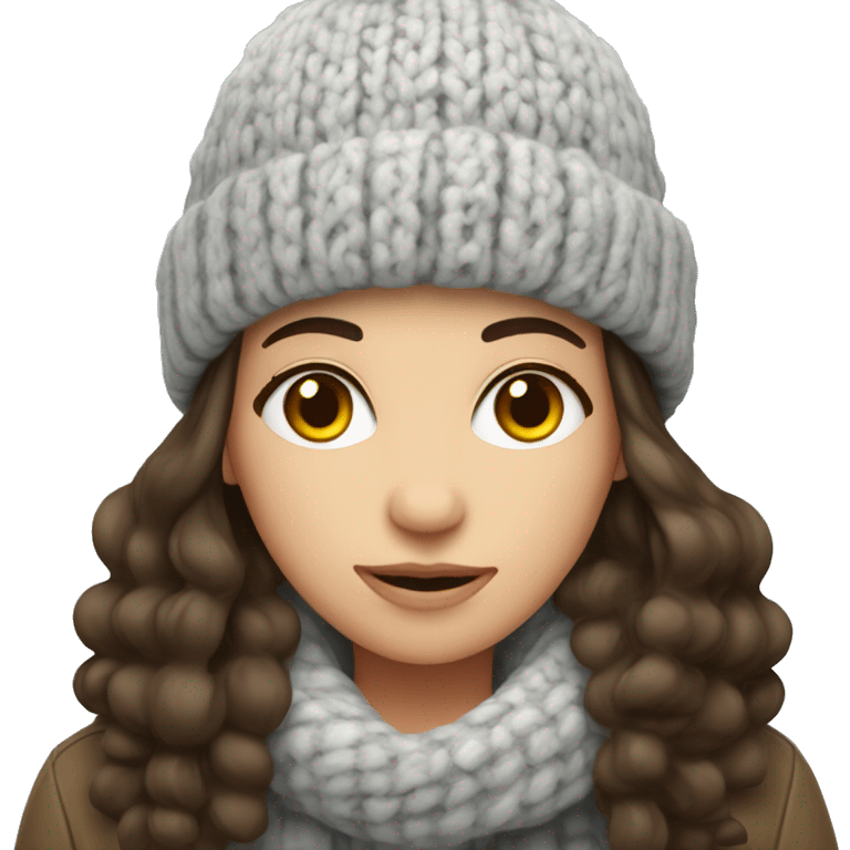 brunette girl in the cold with a woolly hat emoji