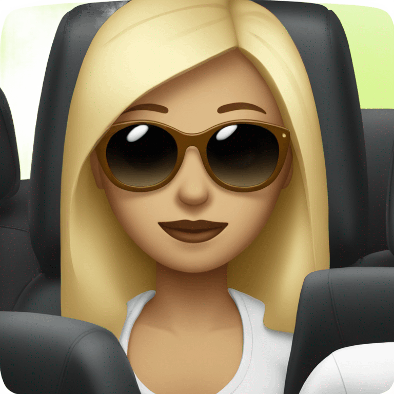 blonde girls with sunglasses black car emoji