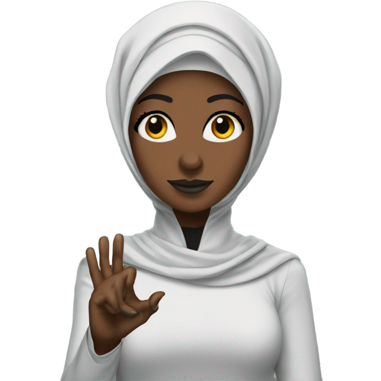 Black Hijabi Star Trek hand symbol  emoji