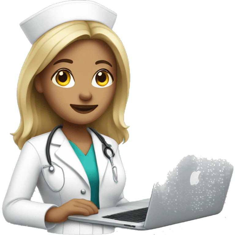 White Nurse with macbook emoji