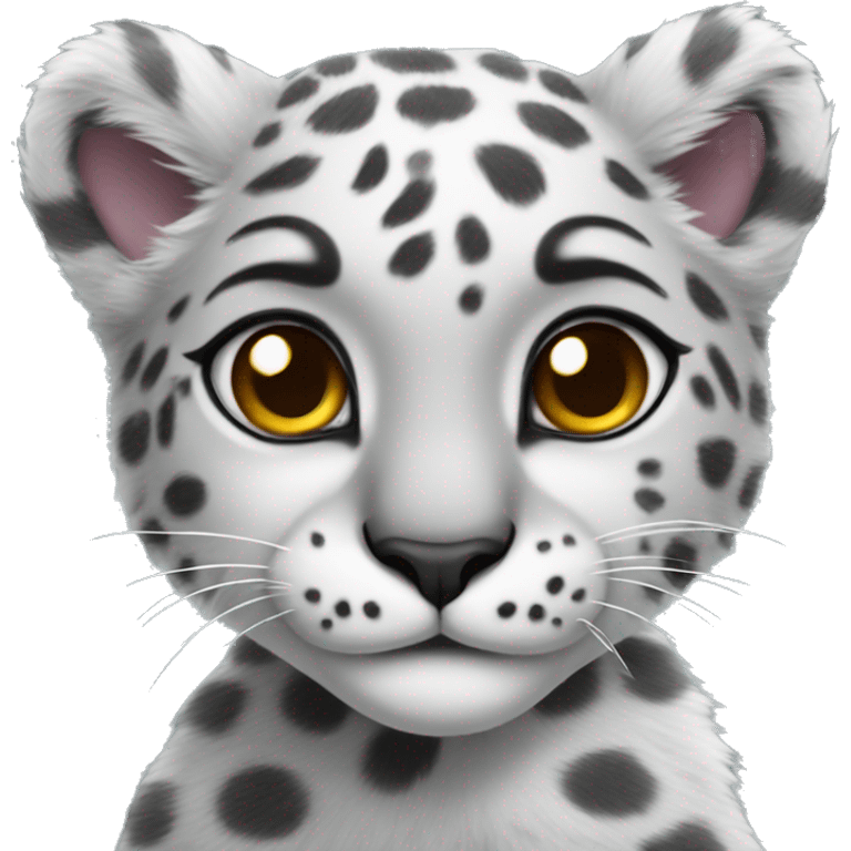 cute snow leopard shows a heart emoji