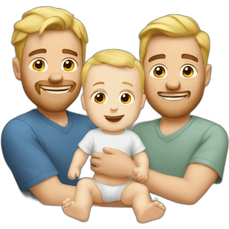 Two white guys and a baby emoji