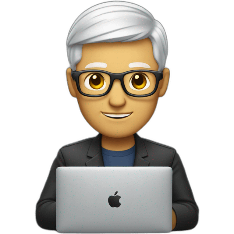 tim cook with macbook at office emoji