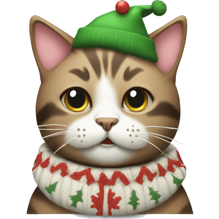 Christmas cat with sweather emoji