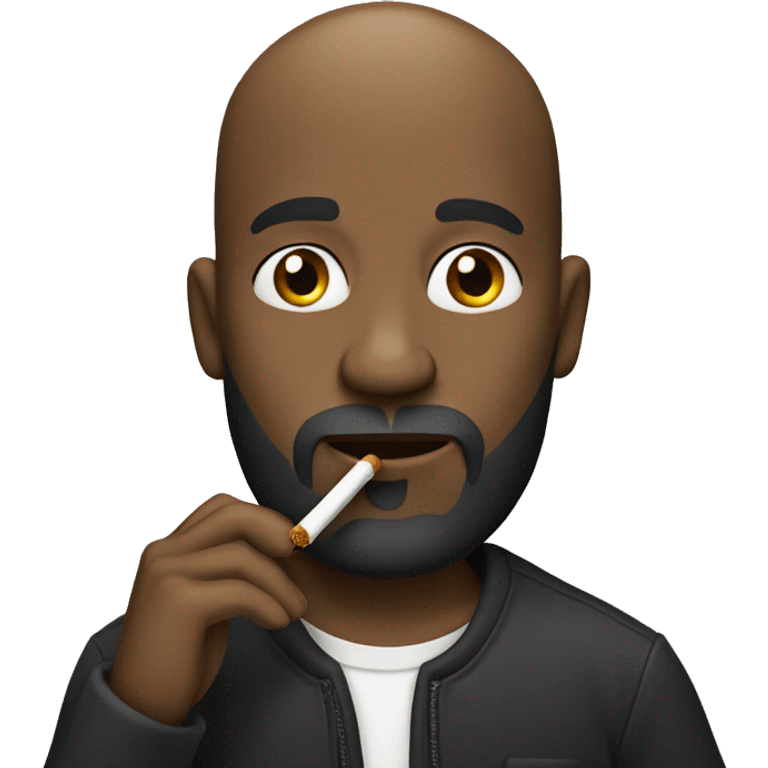 Bald bearded Black man smoking cigarette  emoji