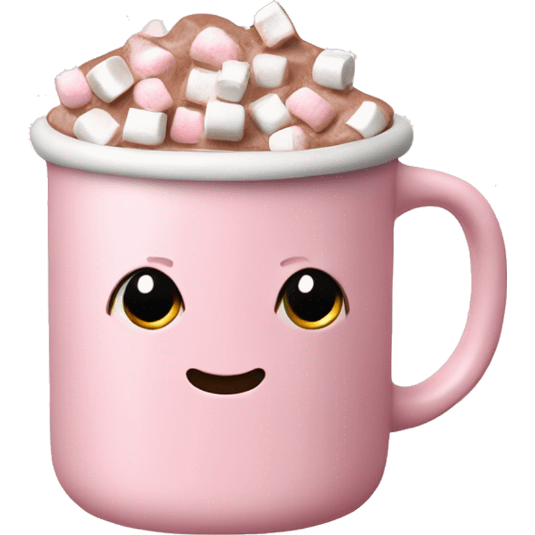 Light Pink mug of hot chocolate with marshmallows  emoji