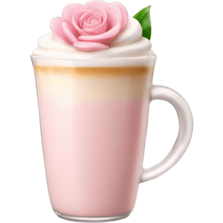 Light Pink latte classy in glass with flower emoji