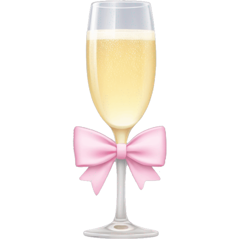 Champagne glass with baby pink bow on stem emoji