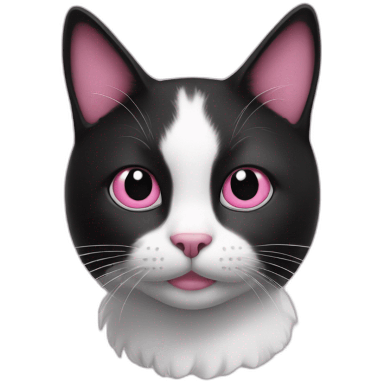 black and white cat with pink nose emoji