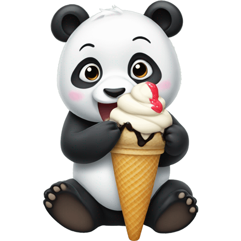 Panda eating ice cream emoji