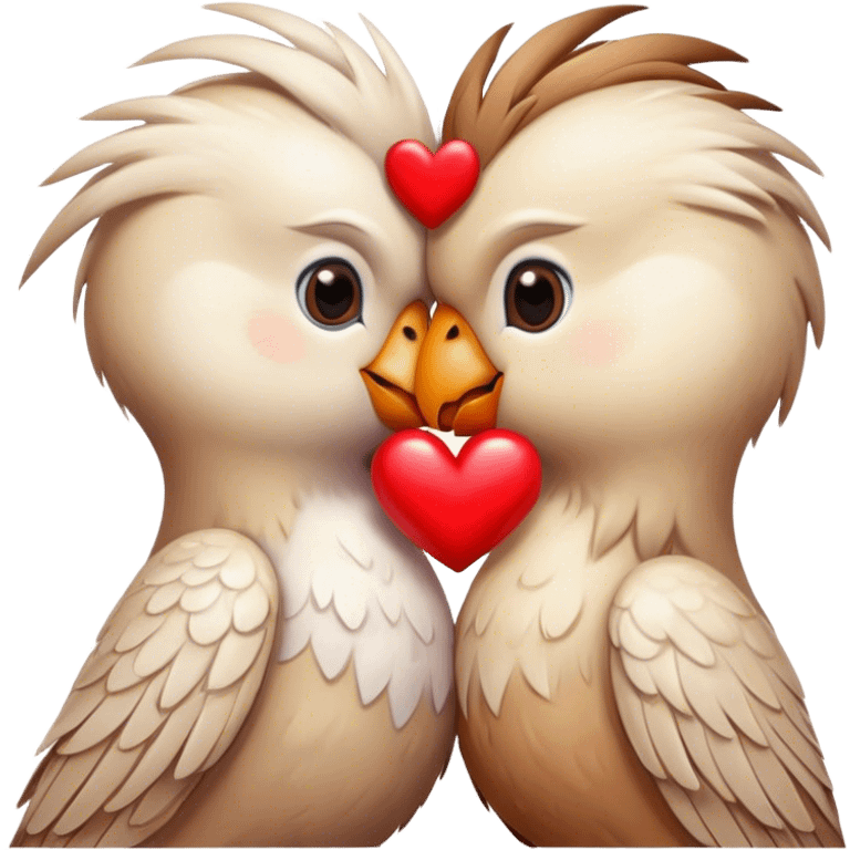 Two birds kissing with heart emoji