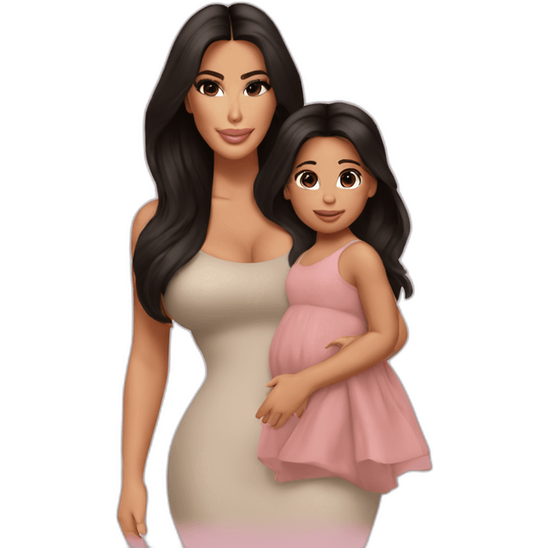 Kim Kardashian with her daughter emoji