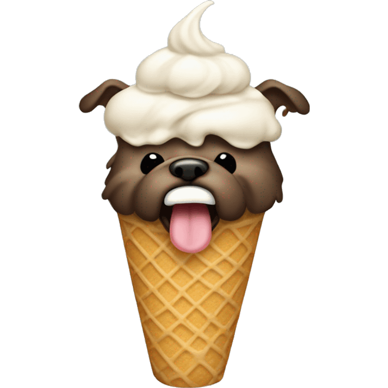 Dog pooping while eating ice cream emoji