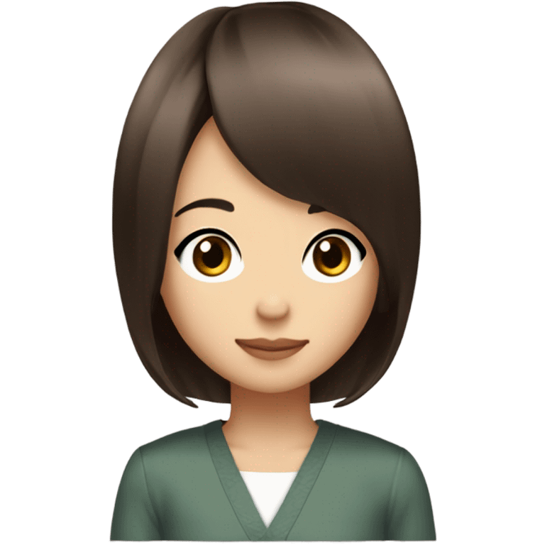 Maki Tomoda, pageboy bob haircut, brown hair emoji