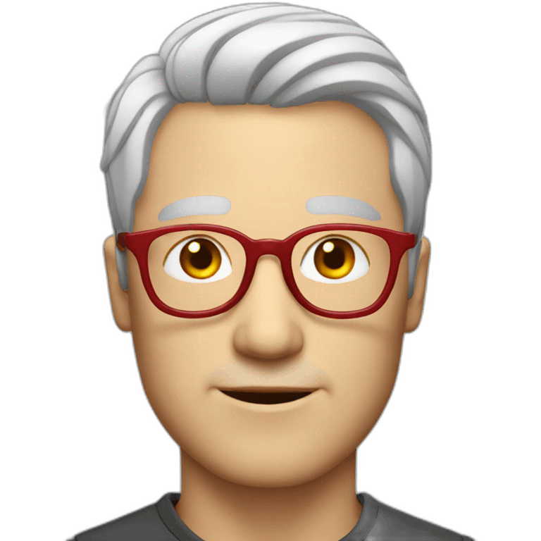 White man with red glasses frame and with light grey hair emoji