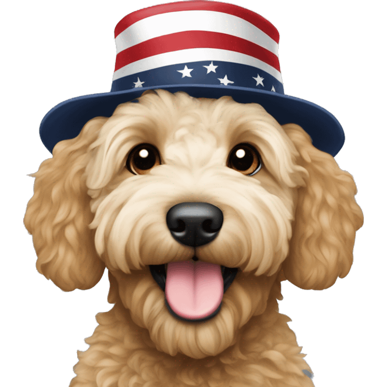 Goldendoodle with patriots hat emoji