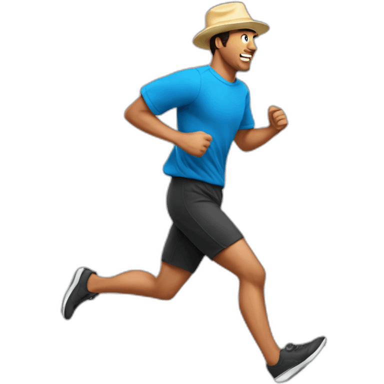 guy running with a backward hat on emoji