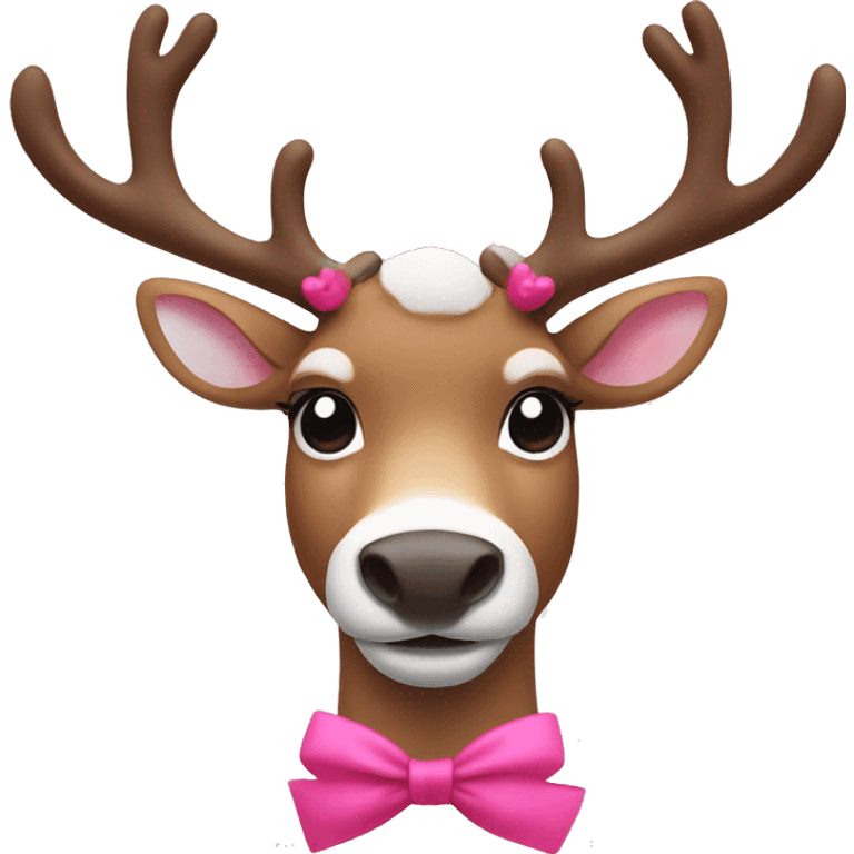 Reindeer with small pink bow  emoji