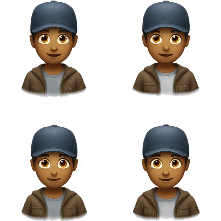 A boy wearing a cap in a backward way. emoji