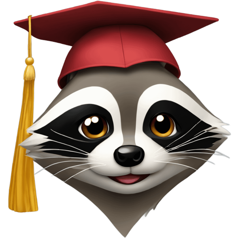 raccoon face wink eyes with graduation hat emoji