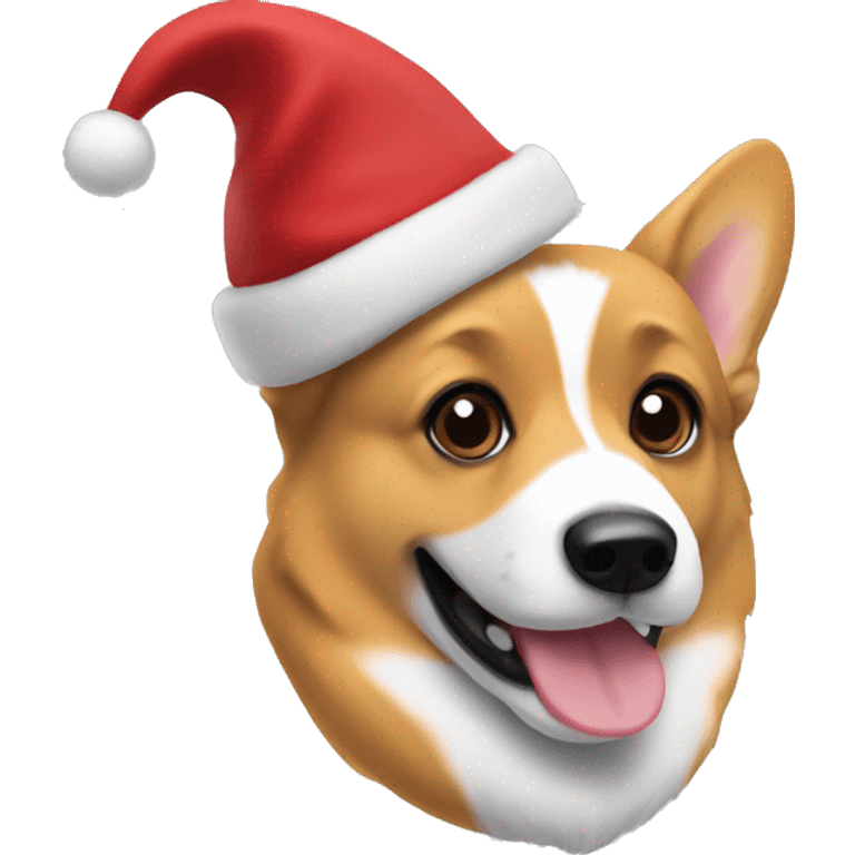 Corgi with a Christmas hat emoji