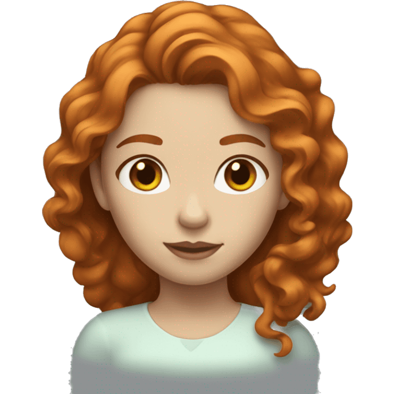 girl with wavy ginger hair and brown eyes. white skin.  emoji