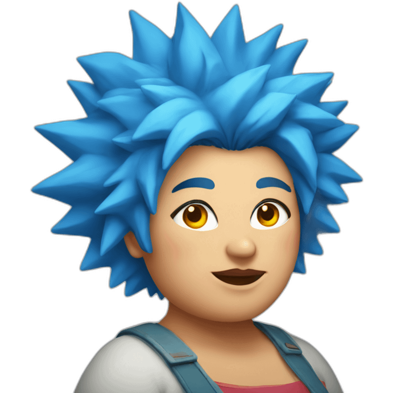 Middle-aged fat Chilean woman spiky bright blue hair emoji