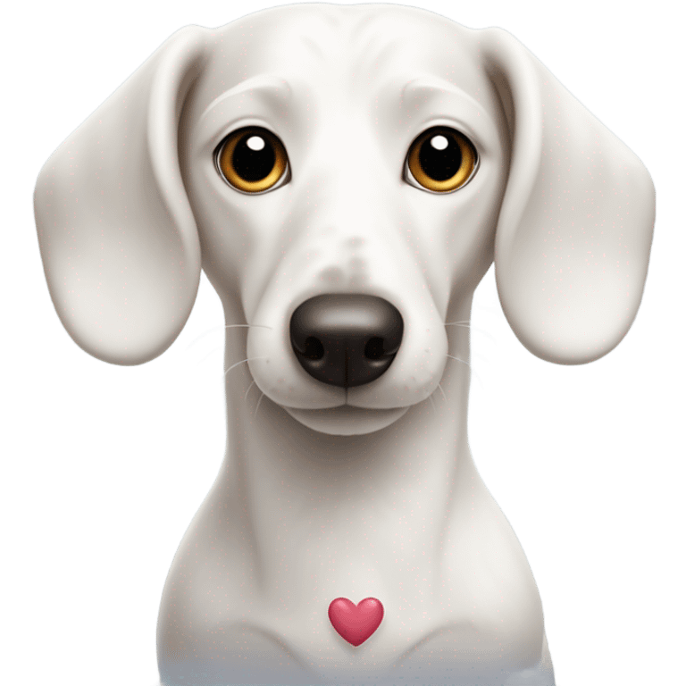 White dachshund with a heart  emoji