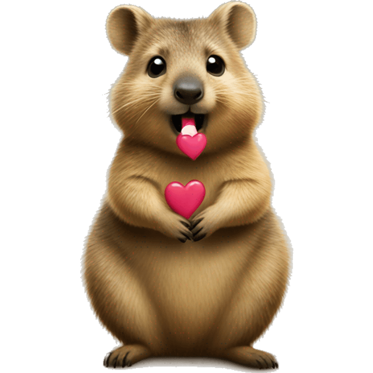 Quokka making a kiss and hearts emoji