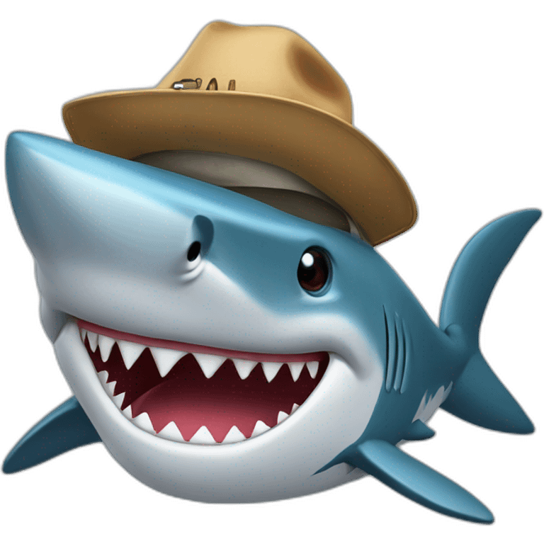 A shark with bqq a hat emoji