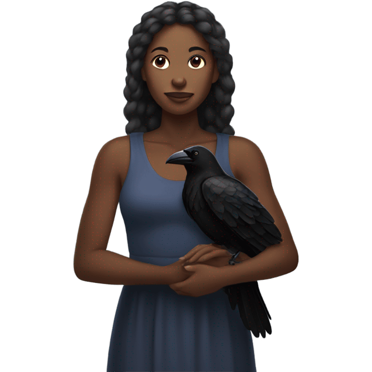 Black woman holding a Raven emoji