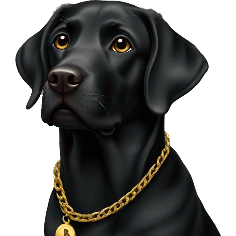 Black Labrador with gold chain b  emoji