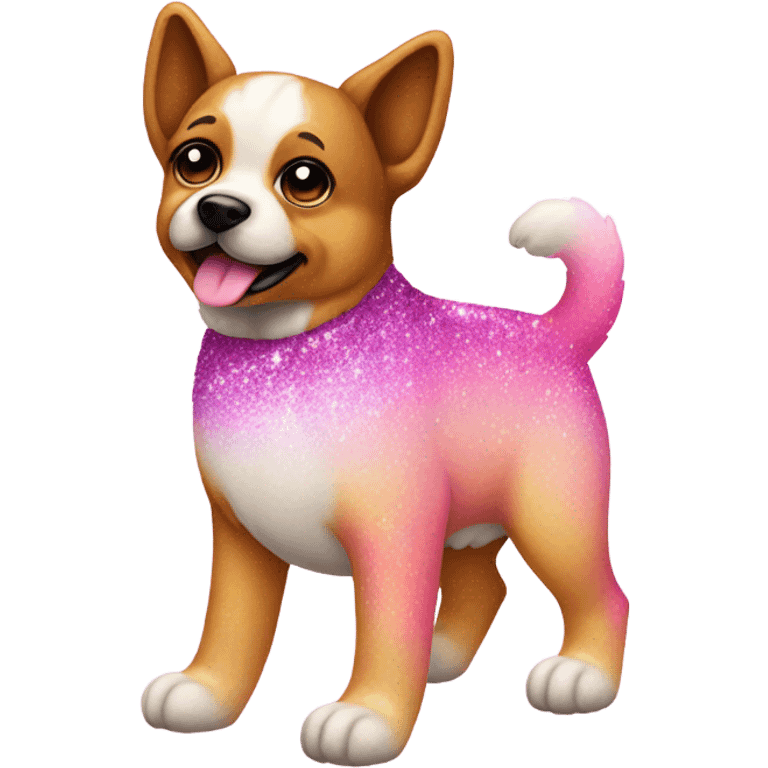 Pink ombre full body dog with glitter emoji