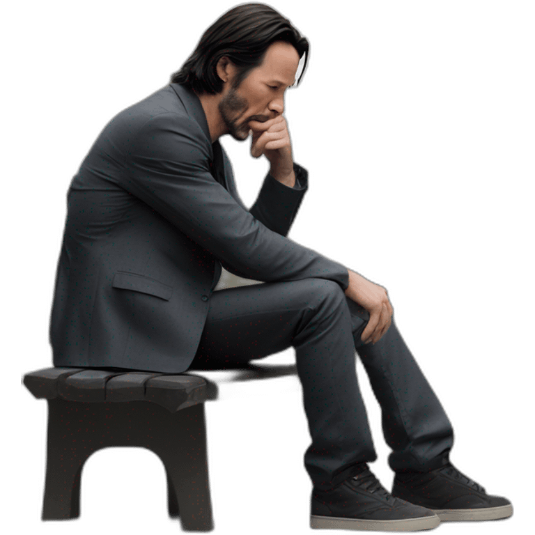 Keanu Reeves sitting on the corner of a sad bench emoji