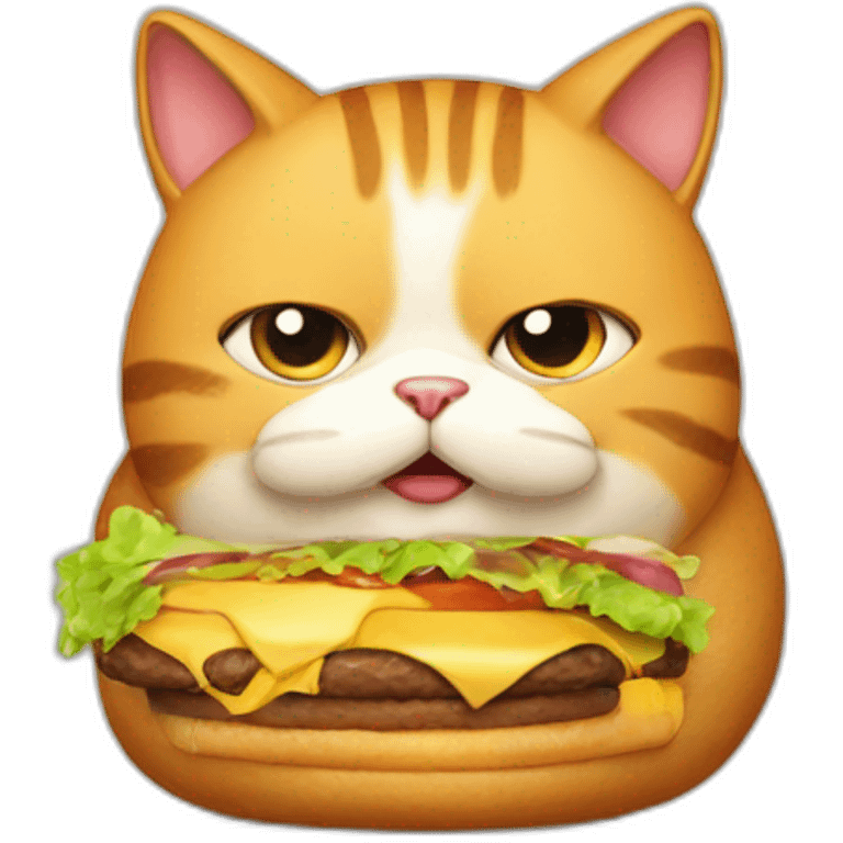 fat cat eating burger emoji