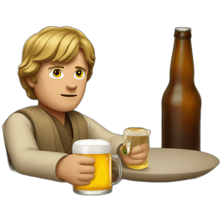 Luke Skywalker with a beer emoji