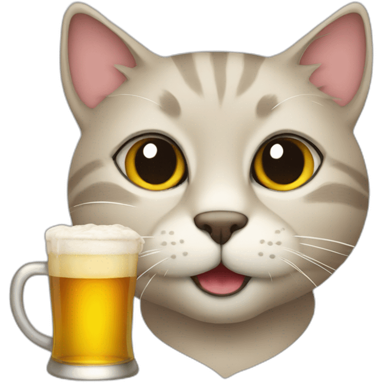 Cat drink the beer emoji