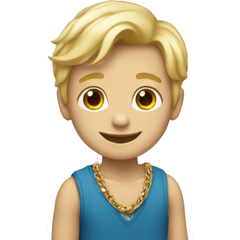 smiling blonde boy with necklace emoji